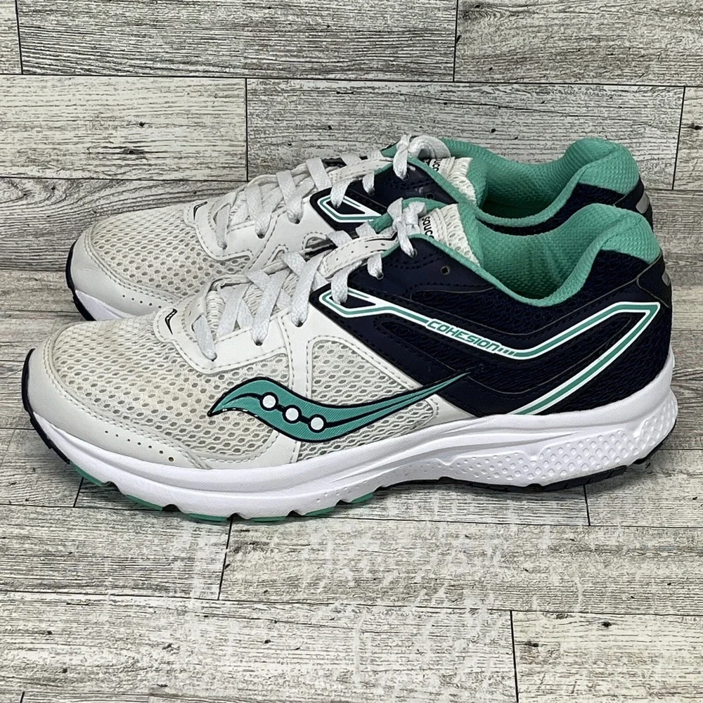 Saucony Cohesion 11 White Blue Green‎ Running Shoes S10420-1 Women Size 7.5